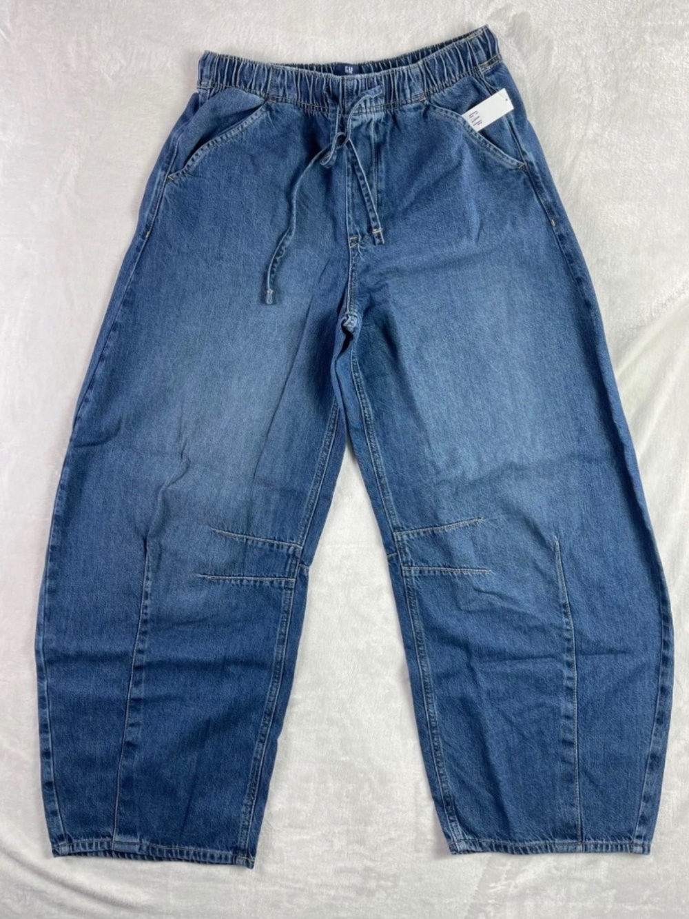Gap Ultrasoft Denim Trouser Jeans M Tall High Rise Blue Wide Leg